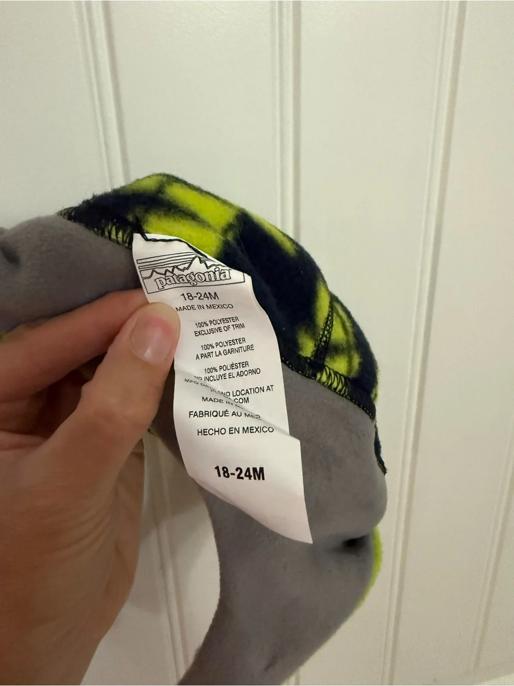 Patagonia Kids Fleece Trapper Hat - Neon Green & Black